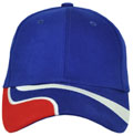 FRONT VIEW OF BASEBALL CAP ROYAL/WHITE/RED